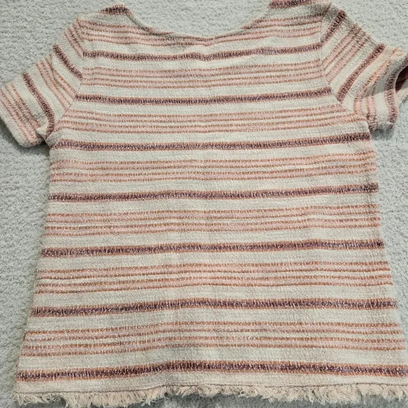 Green Envelope Pink and Peach Striped Top Raw Hem Women's S Boho Baha Drug Rug - Picture 7 of 8